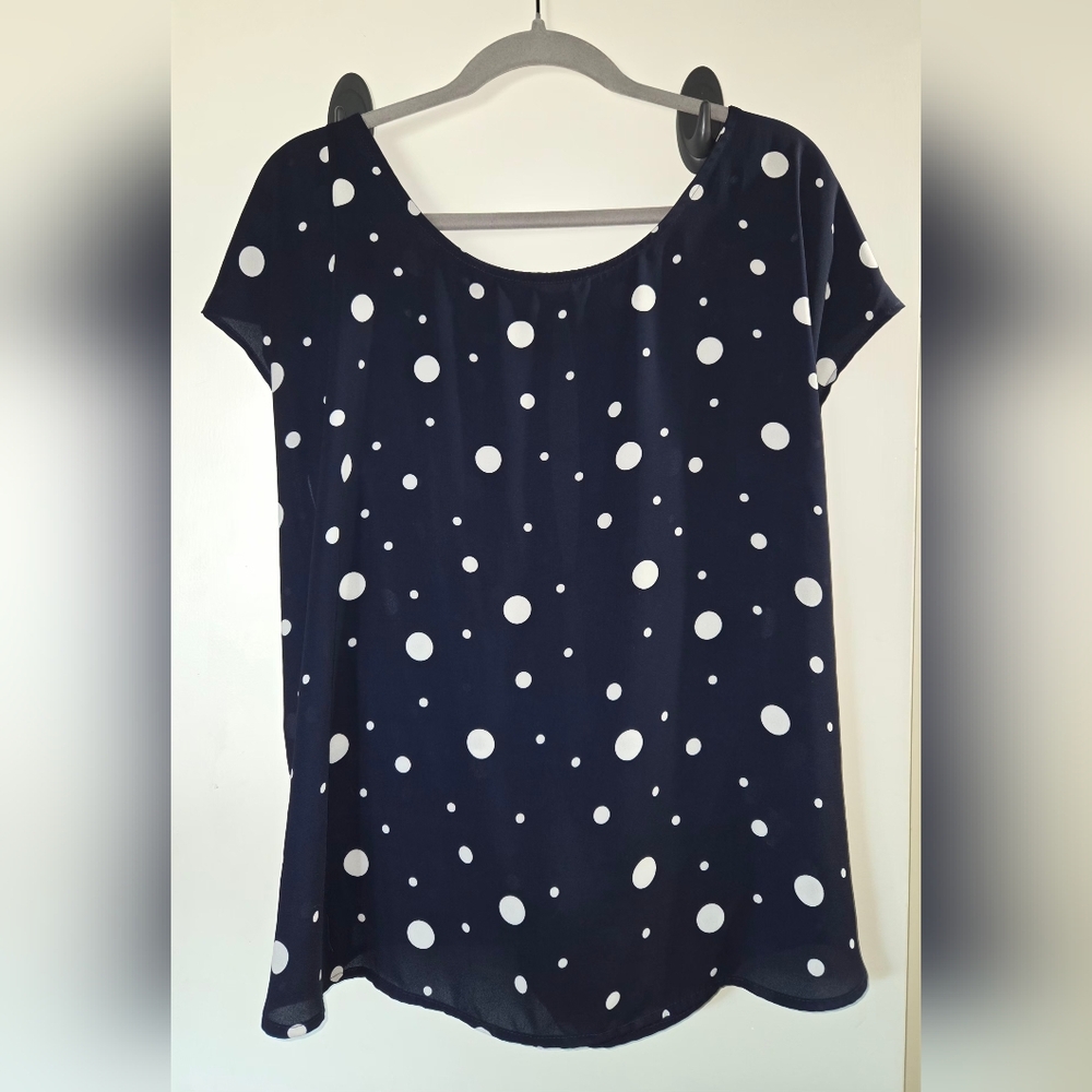 Torrid Navy Blue Polka Dot Blouse